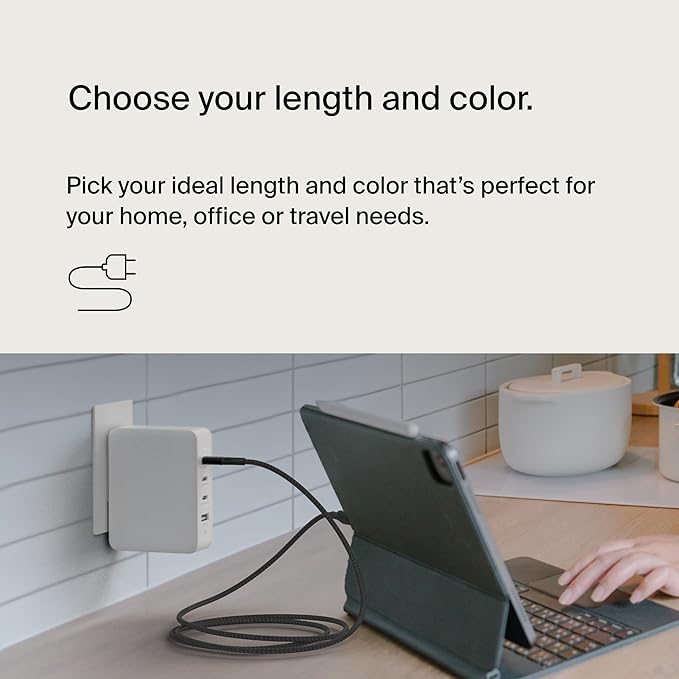 Belkin BoostCharge USB C to USB C Cable - Fast-Charging Power Cable with Braided Nylon Cord, Anodized Aluminum Head - 240W Power Delivery - Universal Compatibility - 3.3 or 6.6ft Length