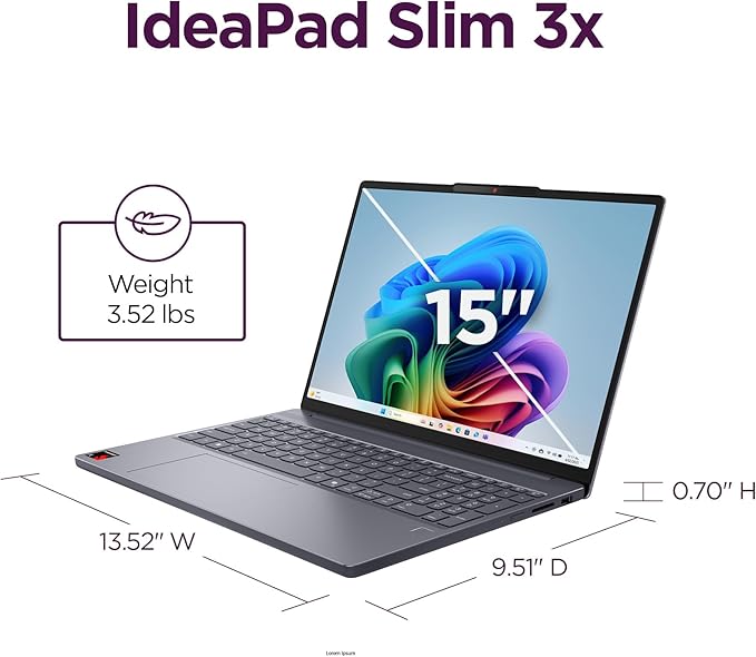 Lenovo IdeaPad Slim 3X - 2025 - Everyday AI Laptop - Copilot+ PC - 15.3" WUXGA Display - 16 GB Memory - 512 GB Storage - Qualcomm® Snapdragon® X - Luna Grey