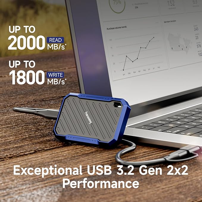 fanxiang Portable External SSD 1TB External Hard Drive, Up to 2000MB/s USB 3.2 Gen2*2, IP68 Water and Dust Resistance, External Solid State Drive Reliable Storage for Gaming, Students, Professionals
