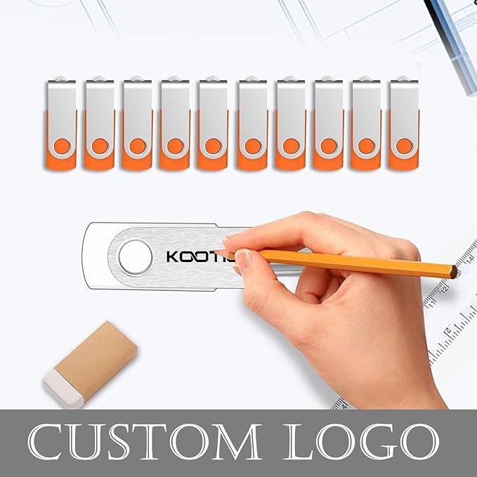 KOOTION 32 GB USB Flash Drive 32 gb Flash Drive 10 Pack Thumb Drive Memory Stick Pen Drive Keychain Design, Orange