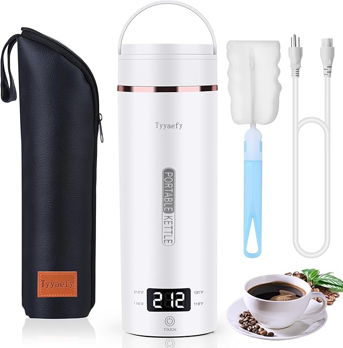 Portable Electric Kettle – Plug-in with Travel Bag, 450mL 304 Stainless Steel, 4 Preset Temp, Rapid Boiling, Auto Shut-Off & Boil-Dry Protection | Home/Office/Hotel/Caravan/Dorm/Business Trip