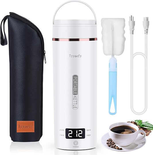 Portable Electric Kettle – Plug-in with Travel Bag, 450mL 304 Stainless Steel, 4 Preset Temp, Rapid Boiling, Auto Shut-Off & Boil-Dry Protection | Home/Office/Hotel/Caravan/Dorm/Business Trip