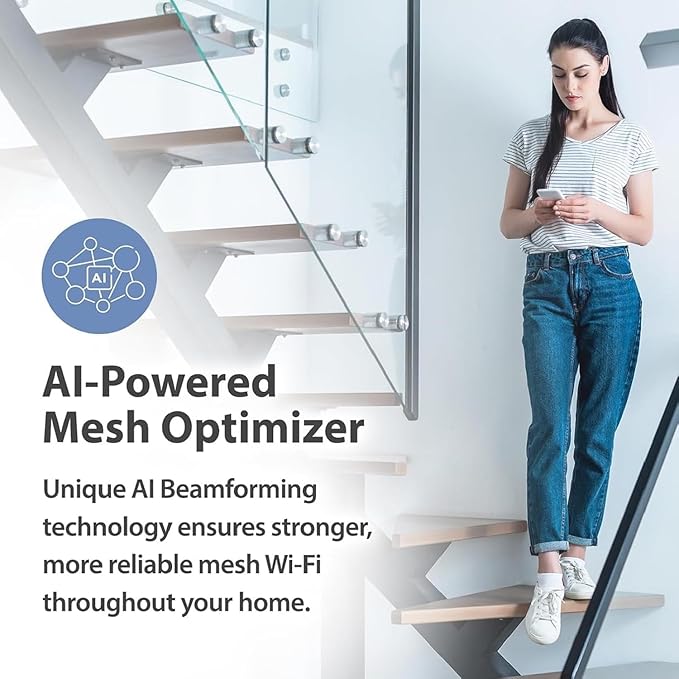 D-Link AX6000 WiFi 6 Mesh System 3-Pk —Contemporary Design —High-Performance —Feature Rich —AI Enabled —Parental Controls —Covers up to 8000+ sq. ft —Router (M60/3)