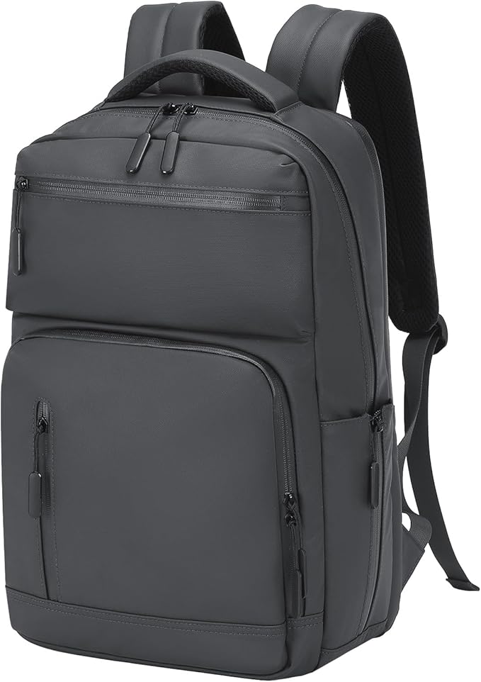 Waterproof Laptop Backpack for Men & Women, Flight Approved Anti-Theft Daypack with 15.6-inch Laptop Sleeve (Gray)
