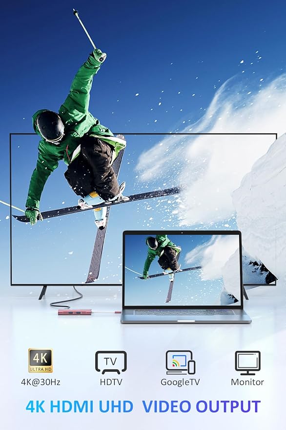 UtechSmart USB C Hub, Ethernet Multiport Adapter 6 in 1 USB C to HDMI Dock Compatible for MacBook Pro/Air, Chromebook, Dell XPS, HP and Type C Devices (Gigabit Ethernet 100W PD 4K HDMI USB 3.0) Pink