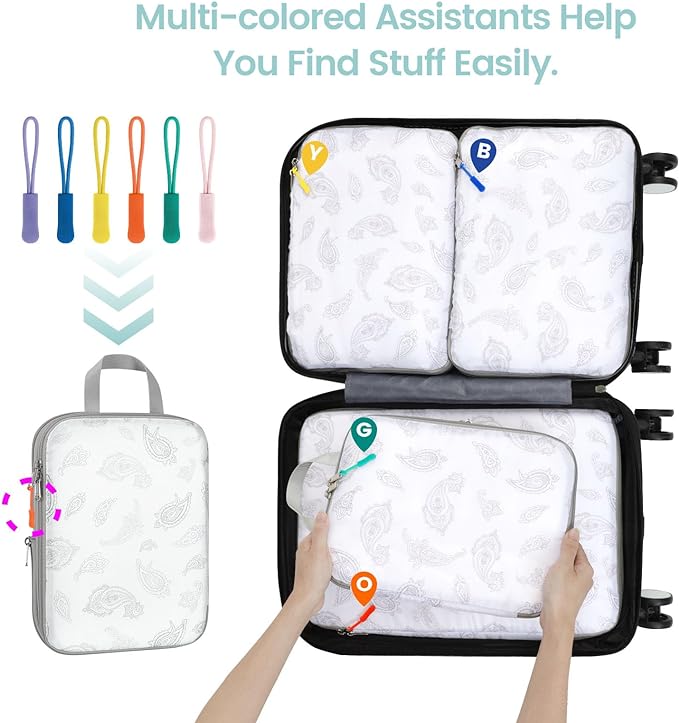 Cambond Compression Packing Cubes for Travel Women - Travel Bags Luggage Organizers Travel Essentials Compression Cubes for Travel Carry on Suitcases Organizer