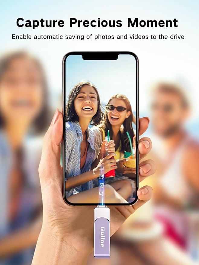 Gulloe 512GB Flash Drive Intended for iPhone, Memory Stick Storage for Photos and Videos Backup, Compatible with iPhone iPad Android PC, Plug and Play, No Application Required (Purple)