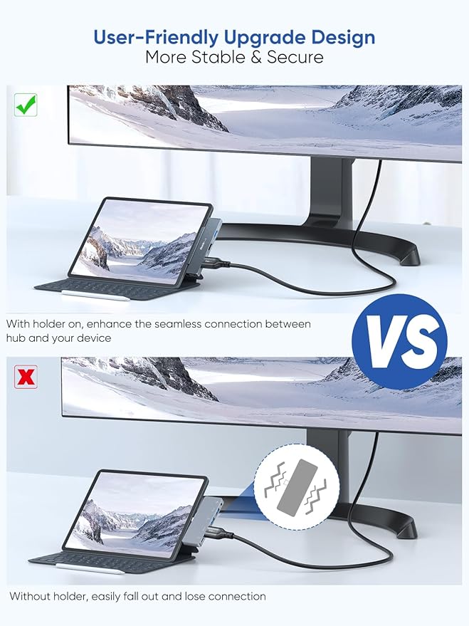 iPad Pro USB C Hub Multiport Adapter - Dockteck USBC Hub 5 in 1 with 100W PD, 4K 60Hz HDMI, Audio, USB 3.0, USB C Dock with Magnetic Grip for iPad Pro 12.9 2021 2020 2018, iPad Air, iPad mini 6