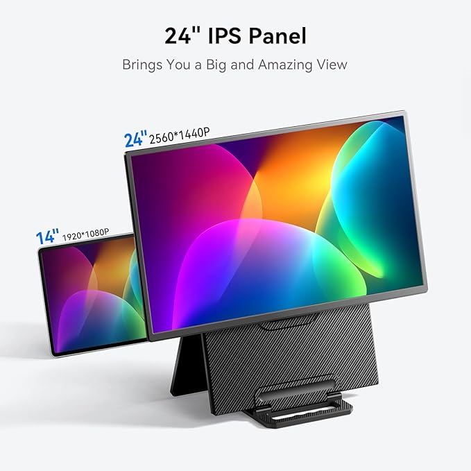 24" 180Hz Gaming Monitor, 2.5K 2560x1440 QHD Fast IPS 112.5% sRGB Large Portable Monitor, Height & Rotation Adjustable Stand Type-C HDMI Eye Care External Screen for Laptop Phone PS4&5 Switch Xbox