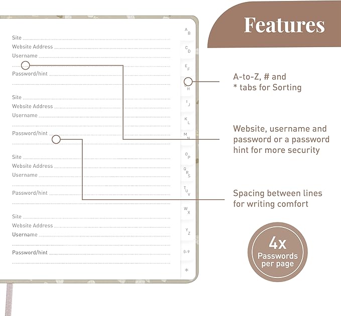 Rileys & Co. Terrazzo Elegance Password Book | Alphabetical Tabs, Password Organizer, Secure Internet & Website Login Keeper, Username Storage | Stylish and Durable (Beige, 8 x 6 Inches)