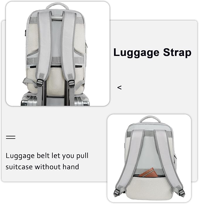 MATEIN Extra Large 45L Travel Backpack for Women, Carry On Airline Approved Backpack with USB Port & Shoe Compartment, Water Resistant Luggage Overnight Weekender Travel Bag Fits 18" Laptop, Gray