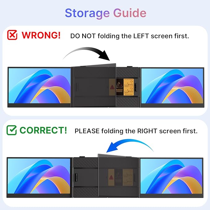 Triple Laptop Screen Extender - Ultra Thin 14" Monitor IPS FHD 1080P Portable Display for 13"-17" Laptops Compatible with Compatible with Windows Mac Chrome Surface Travel Work Setup