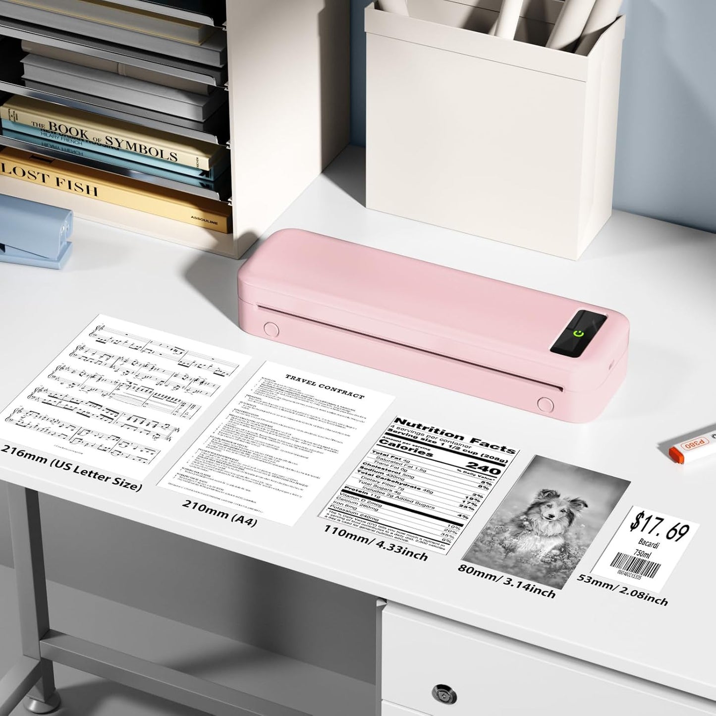 COLORWING Portable Printer Wireless for Travel, M835 Bluetooth Thermal Printer for iOS Android, 8.5" x 11" US Letter Mobile for Laptop, Vehicle Home Use, School