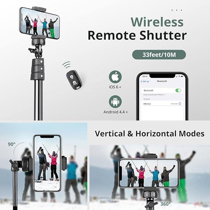 Sensyne 88" Phone Tripod, Selfie Stick Tripod with 14.95" Flexible Gooseneck, Overhead Cell Phone Stand for Video Recording, Photography, Compatible with Phone, Camera