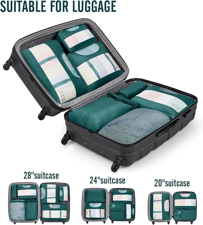 Veken 10 Set Packing Cubes for Travel Essential, Suitcase Organizer Bags in 4 Sizes, Carry-On Luggage Accessories with Large Laundry & Hanging Toiletry Bag, Must-Have for Airplane, Road Trip & Camping