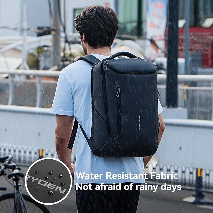 Muzee Backpack for Men Waterproof and Travel Laptop Backpack with USB Charging, Fits 17 Inch Laptop and Tech Gear
