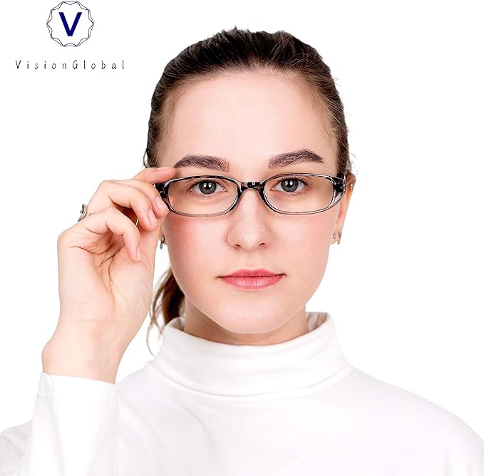 VisionGlobal 4 Pairs Reading Glasses with Spring Hinge, Blue Light Blocking Glasses for Women/Men (4 Color,+3.00 Magnification)4 Count (Pack of 1)