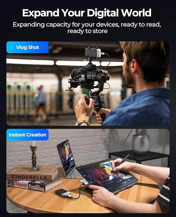 ORICO 2TB External SSD Up to 2000MB/s, Portable Solid State Drive with 20Gbps USB C&A Cable, Reliable Storage for Type-C Smartphone, Tablets, Laptops, USB 3.2 Gen 2x2- M20