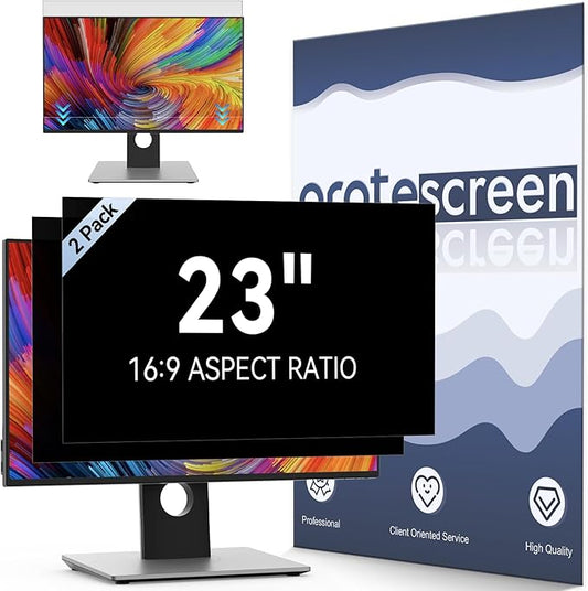 [2-Pack] 23 Inch Computer Privacy Screen Filter for 16:9 Widescreen Monitor, Removable Eye Protection Anti Glare Blue Light Filter Privacy Shield, Anti Scratch Anti Spy Screen Protector Film 23 In