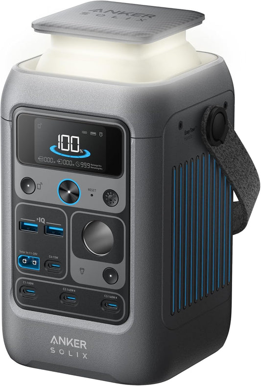 Anker SOLIX C300 DC Power Bank Station, Outdoor 288Wh Portable Power Station, LiFePO4 Battery, 300W Solar Generator, for Camping, Traveling, and Emergencies (No Wall Charger Included)