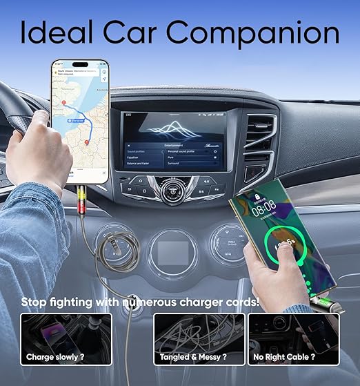 MAGIC JOHN 240W 4 in 1 Charging Cable, 4FT USB C to Lightning Cable [MFi Certified], Chubby USB A/C to C/Lightning with Light for iPhone/MacBook/iPad/Samsung/Switch 2, Multi Chargers for All Devices