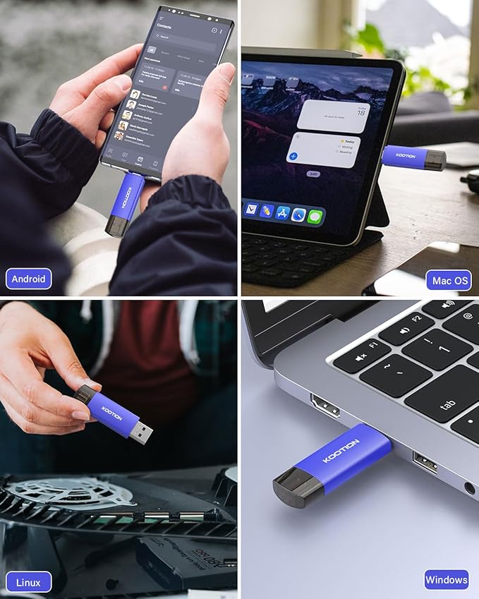 32GB Type-C Flash Drive 5-Pack, KOOTION 2-in-1 USB C Flash Drive USB-A&USB-C 3.0 Dual Drive OTG, Thumb Drive Memory Stick for Android Smartphone/Tablet/PC