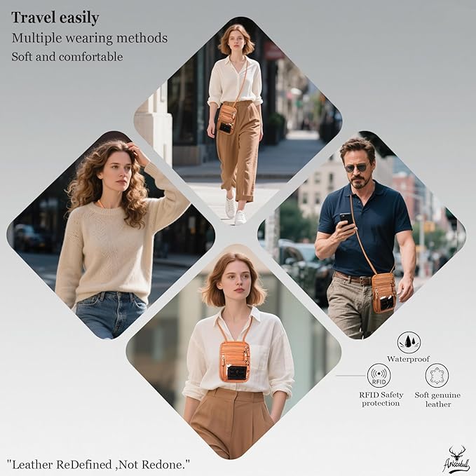 Neck Wallet - Rfid Wallet Women - passport holder for travel - Travel Wallet Passport Holder For Travel Women - 10.3x6.8inch (Yellowish Brown)