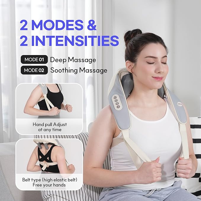 HuBDIC HubiCare Mini Neck Massager with Heat, Cordless Electric Massager for Neck and Shoulder, Upgarded 4D Deep Tissue Kneading, Deep Massage at Home for Pain Relief, Muscle Relaxation Gifts