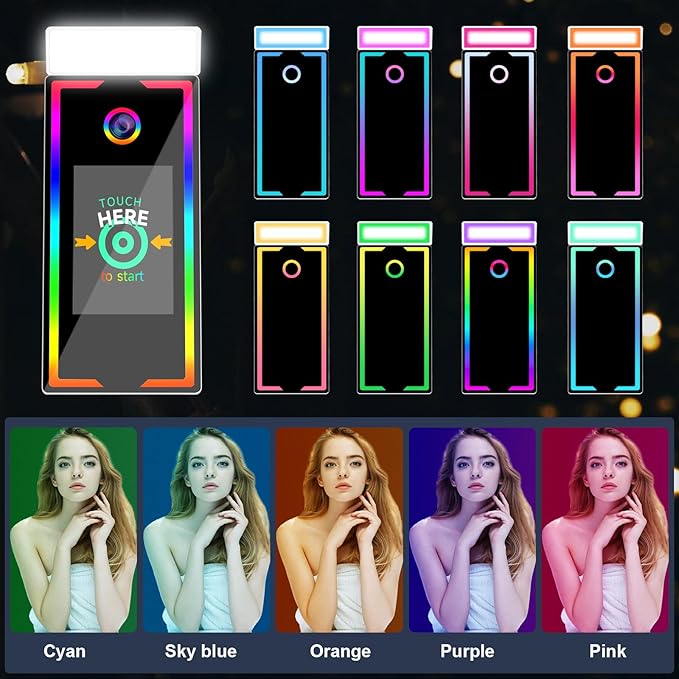 Mirror Photo Booth with Camera and Printer, 40" Magic Mirror Photo Booth, 22" Touch Screen Built-in Mini PC with Instant Print and Sharing, Music Sync Control RGB Light (White, 45-22" Full Set)