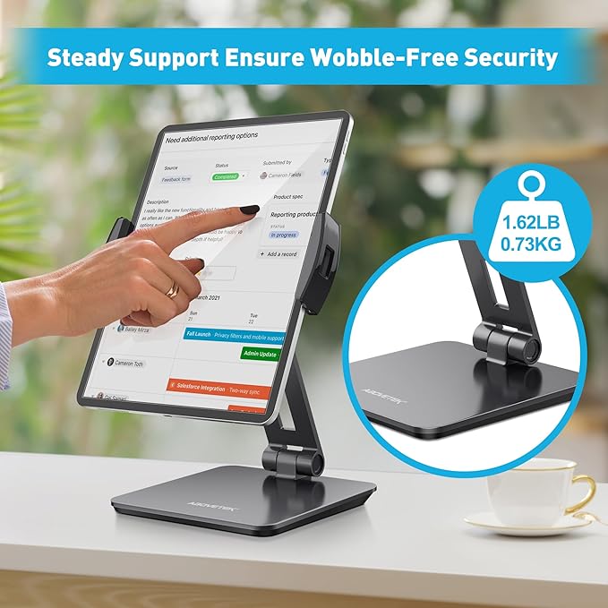 AboveTEK Business Kiosk Aluminum Tablet iPad Stand, 360° Swivel Tablet & Phone Holders for Any 4"-15.6" Display Tablets/Cell Phones/Portable Monitor, Sturdy for Store POS Office (Grey)