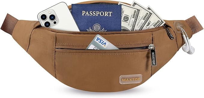 MAXTOP Large Crossbody Fanny Pack with 4-Zipper Pockets,Gifts for Enjoy Sports Festival Workout Traveling Running Casual Hands-Free Wallets Waist Pack Phone Bag Carrying All Phones