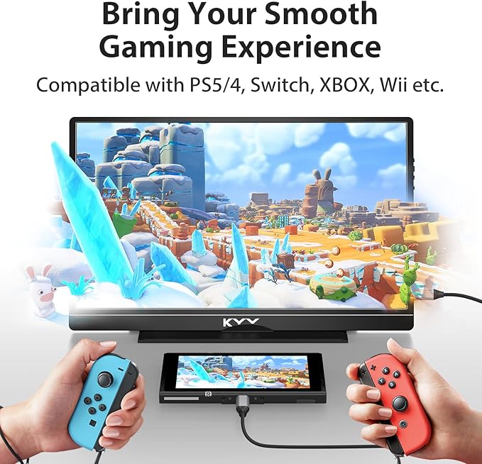 KYY Portable Monitor Latest 15.6'' FHD 1080P USB-C HDMI Laptop Monitor w/Smart Cover Bag & Dual Speakers, External HDR Computer Screen, Travel Gaming Monitor for PC MAC Phone Xbox PS4/5 Switch