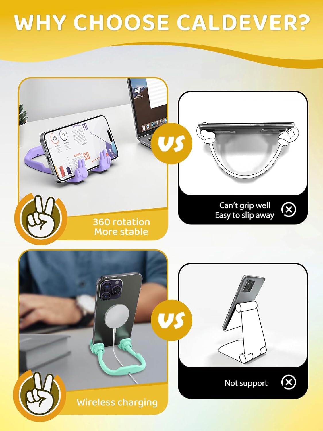 Cell Phone Stand Stocking Stuffers for Teens Girls Boys Kids Gifts: Upgrade Adjustable Peace Sign Thumbs Lazy Cell Phone Holder for Desk Cool Gadgets Birthday Gifts for Women Men Teenage Adults Wife