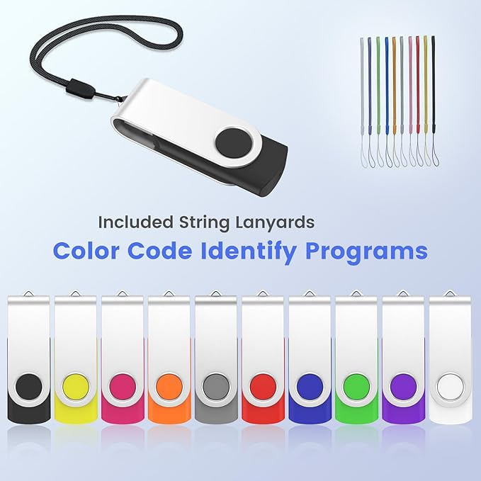 ABLAZE Flash Drives 1GB 20 Pack, USB 2.0 Thumb Drive Bulk with Lanyards Swivel Memory Stick U Disk 1GB Pendrive USB Pack (Mixcolors)