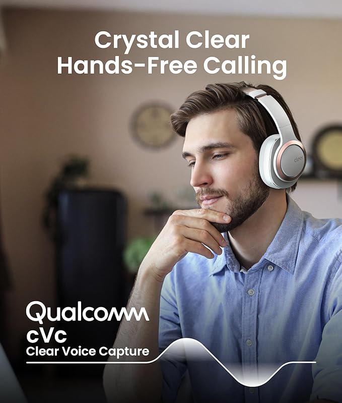 Cleer Audio Enduro ANC Noise Canceling Headphones, Bluetooth Multipoint Connection, Over-The-Ear Design with Mic, Crystal Clear Hands-Free Calling, up to 60 Hours of Battery Life - Light Grey