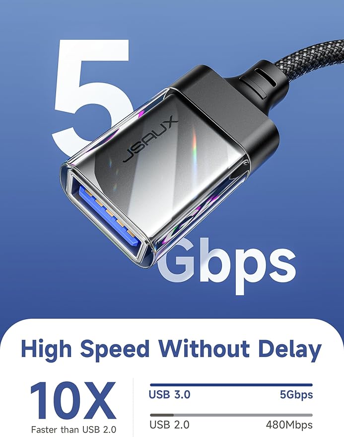 JSAUX USB to USB C Adapter [2 Pack], USBC OTG Compatible with MacBook Pro/Air, iPhone 15 Pro Max, Samsung Galaxy S24/S23/S22/S21 and More USB C Devices-Crystal Black