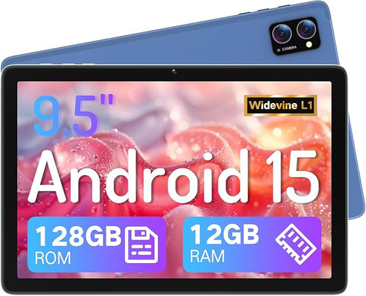 Android Tablet 10 Inch, Android 15 Tablets 2025 for Adults, Octa-Core, 12GB RAM,128GB Storage(2TB Expandable), Large Touch Screen Tablet with 10H Battery Life,WiFi & Bluetooth 5.0,Blue