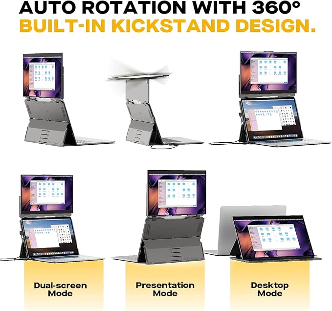 New Mobile Pixels Duex Float Portable Monitor, 15.6" Full HD IPS Dual Monitor for Laptops, USB C/HDMI Plug and Play Portable Screen,Windows/Mac/Android/Switch Compatible