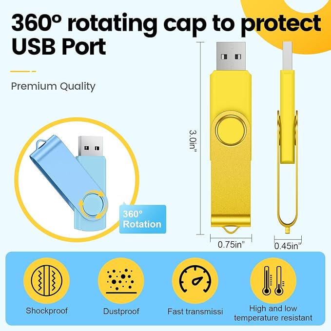 Kepmem 10Pcs 2GB USB Flash Drives Bulk USB 2.0 Flash Memory Stick 10 Pack Thumb Drives Pen Drive Mixed Colors Jump Drive 2 GB with LED Light for Storage and Backup by