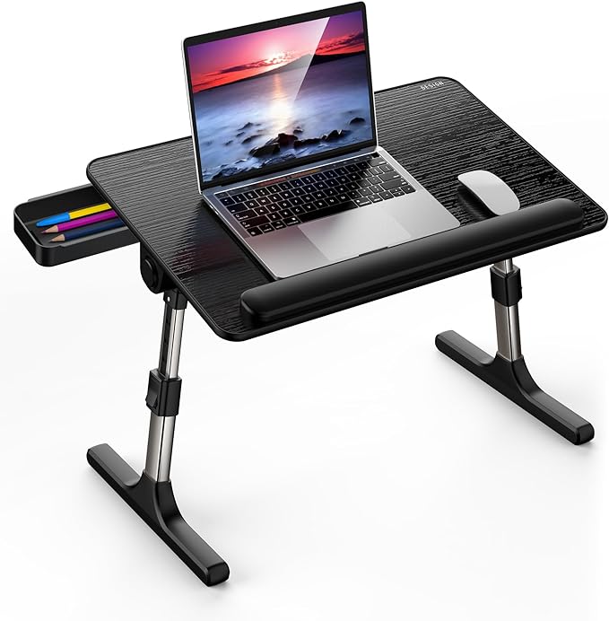 Besign LT07 Lap Desk [Extra Large], Adjustable Laptop Table, Portable Standing Bed Desk, Foldable Sofa Breakfast Tray, Notebook Computer Stand for Reading and Writing (Black)