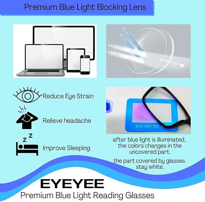 Computer Reading Glasses Blue Light Blocking - Reader Eyeglasses Anti Glare Eye Strain Light Weight for Women Men