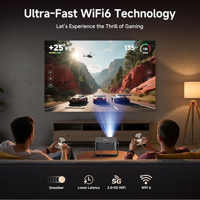 [1200 ANSI/Auto Focus & Keystone/Built-in APPs] 4K Outdoor Projector with Wifi and Bluetooth, Smart Portable Proyector with Built in Apps Netflix/YouTube/PrimeVideo & Dolby, Home Theater with HDR10+