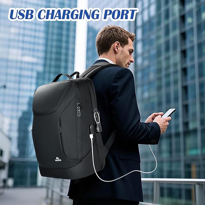 MATEIN Waterproof Laptop Backpack 17 Inch, Anti Theft Business Backpack with Lock & USB Charging Port, Large TSA Tech Backpacks College Computer Back Pack Gifts for Men Women Work Office Travel, Black