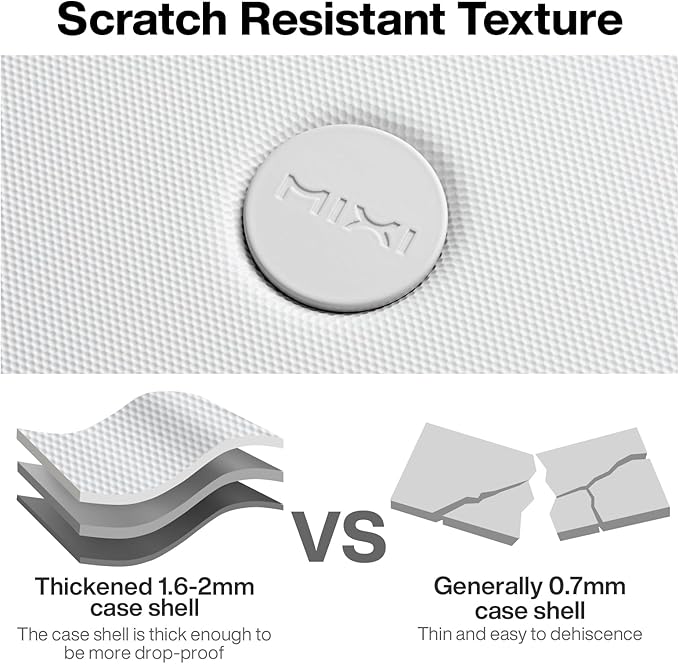 mixi Upgrade Luggage Suitcases with Spinner Wheels, Hardside Rolling Suitcase PC with TSA Lock Travel Case 24in Checked in, Fine Grid Smoke White