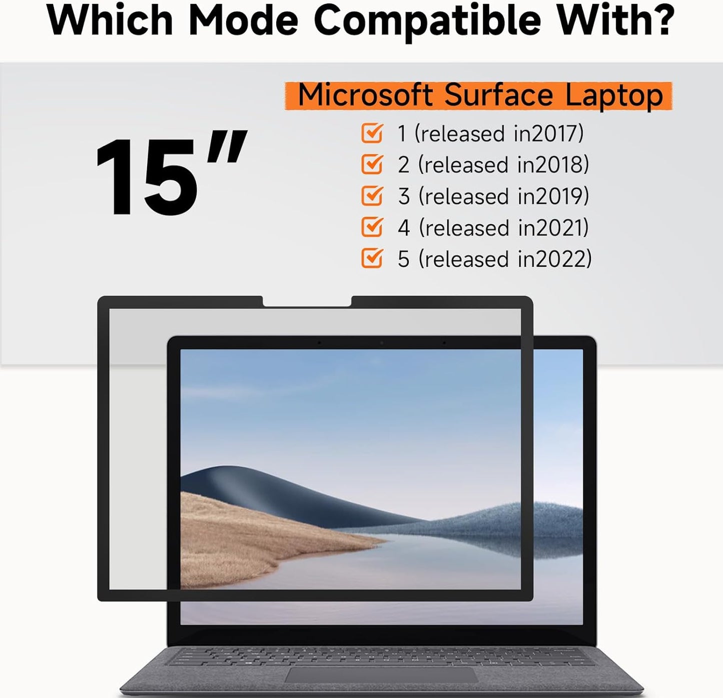 Mamol Upgrade Privacy Screen for Microsoft Surface Laptop 1/2/3/4/5 th Gen 15 inch, Fully Removable Anti Spy Glare Blue Light Filter, Surface Laptop Privacy Screen Protector 15 in
