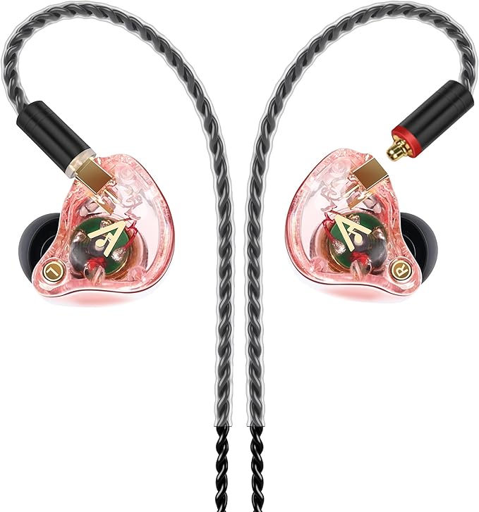 Vibes 202 Wired Earbuds - HiFi in Ear Monitor Headphones – Professional Noise-Isolating Ear Buds - Clear Sound, Deep Bass & Comfort-Fit IEM Earphones - MMCX to 3.5mm, Silver Plated Cord, Carrying Case