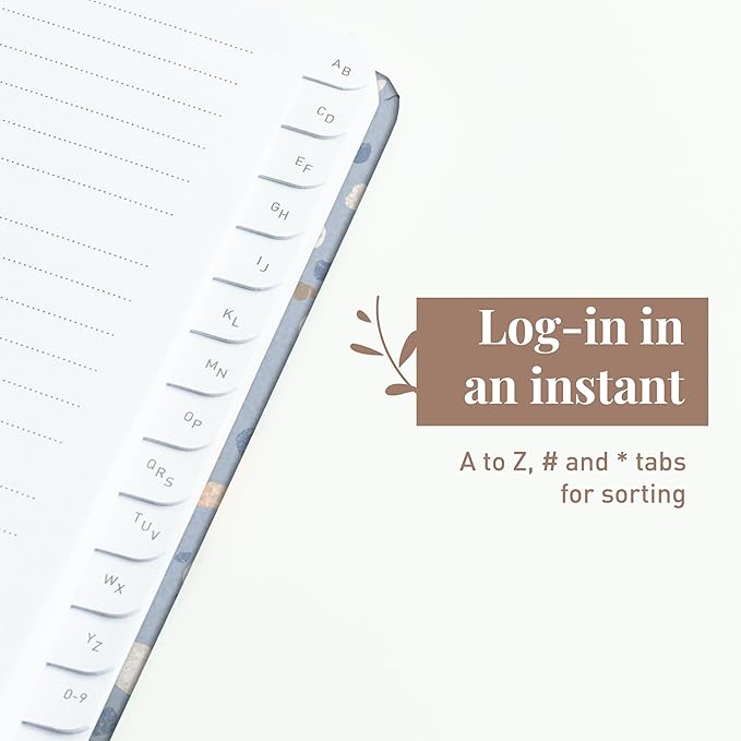 Rileys & Co. Compact Terrazzo Password Book | Alphabetized Tabs, Secure Login Organizer, Internet & Website Username Keeper | Portable and Convenient (Blue, 6 x 5 Inches)