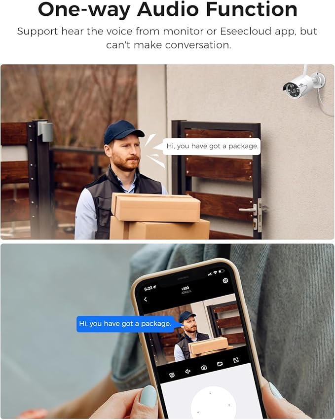 Hiseeu 100ft WiFi Pro Security Camera System, 16CH 4K NVR Kit, Wired Plug-in Powered 8Pcs 5MP CCTV Home Security Camera System for Indoor/Outdoor Use, Night Vision, IP66, Motion Detection, 3TB HDD