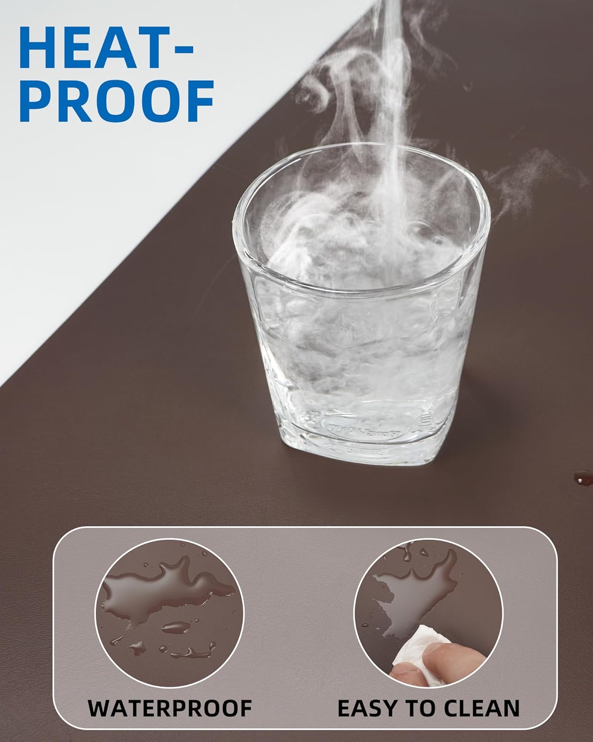 Leather Desk Pad Protector,48" x 23"Large Desk mat,Office Desk Mat, Non-Slip PU Leather Desk Blotter,Mouse pad,Waterproof Keyboard mat for Office/Home/Decor (Coffee)