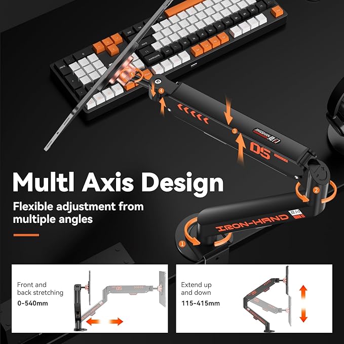 Magnetic Tablet Stand, Adjustable Desk Mount for iPad & All Tablets, 360° Rotating Foldable Arm with Gas Spring, Heavy Duty Aluminum, for Home Office, Kitchen, Bedside, Studio, Black